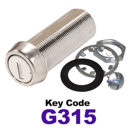 Global RV SS Compartment Lock, Cam/Blade Style, 1-3/4in Threaded Barrel, Blades not Included, Keyed to G315 CLB-315-134-SS